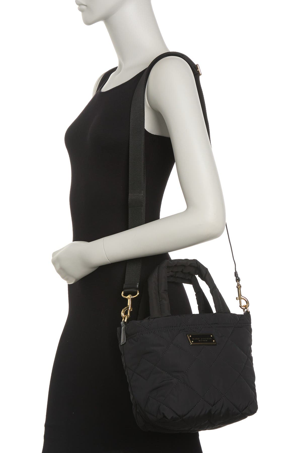 Marc Jacobs Mini Quilted Nylon Tote, Alternate, color, Black