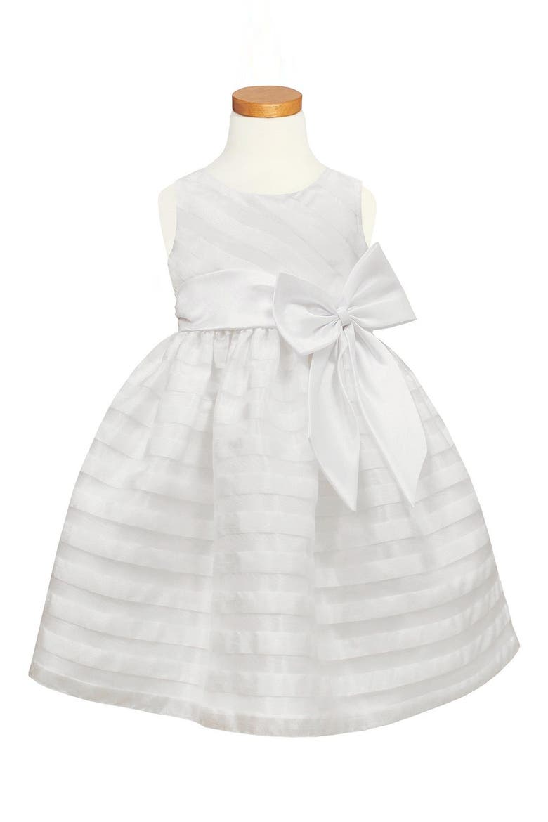 Stripe Organza Dress, Main, color, WHITE