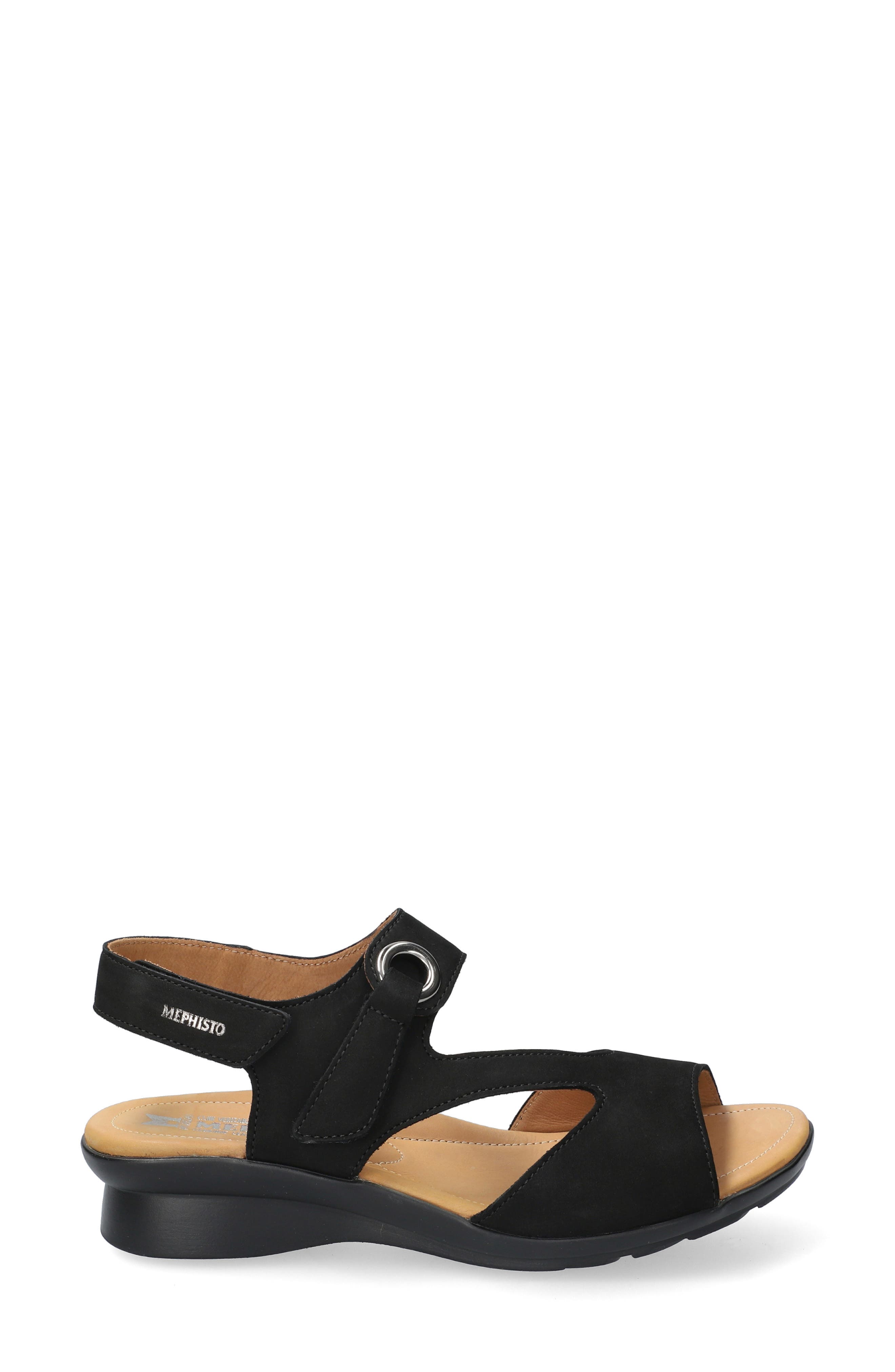 Mephisto Prissie Ankle Strap Sandal, Alternate, color, Black Bucksoft