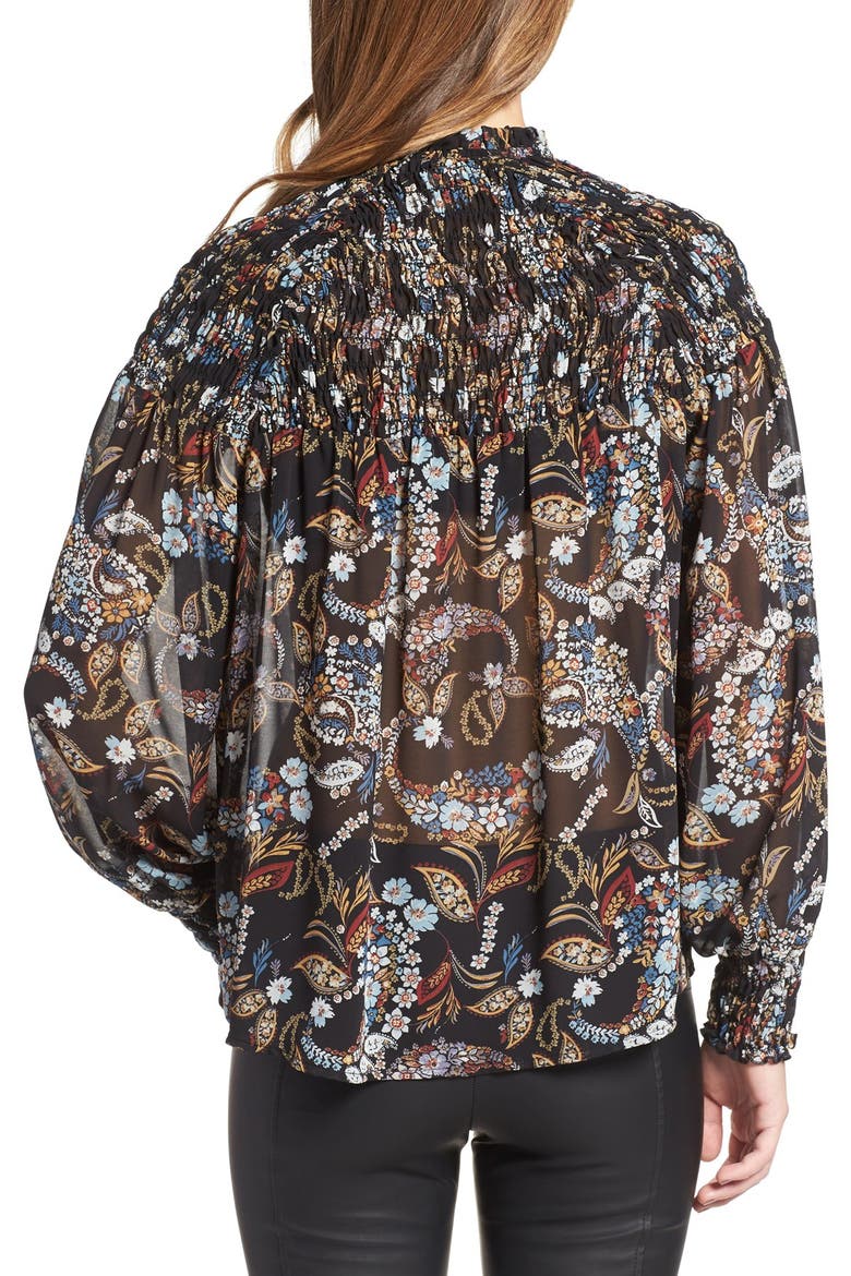 'Russell' Chiffon Blouse, Alternate, color, BLACK FLORAL