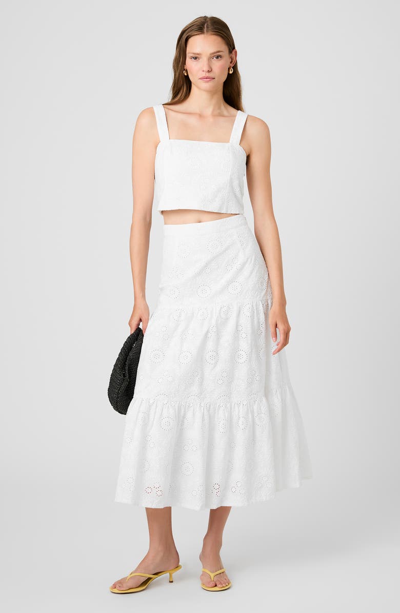 French Connection Floral Eyelet Cotton Maxi Skirt, Alternate, color, Summer White