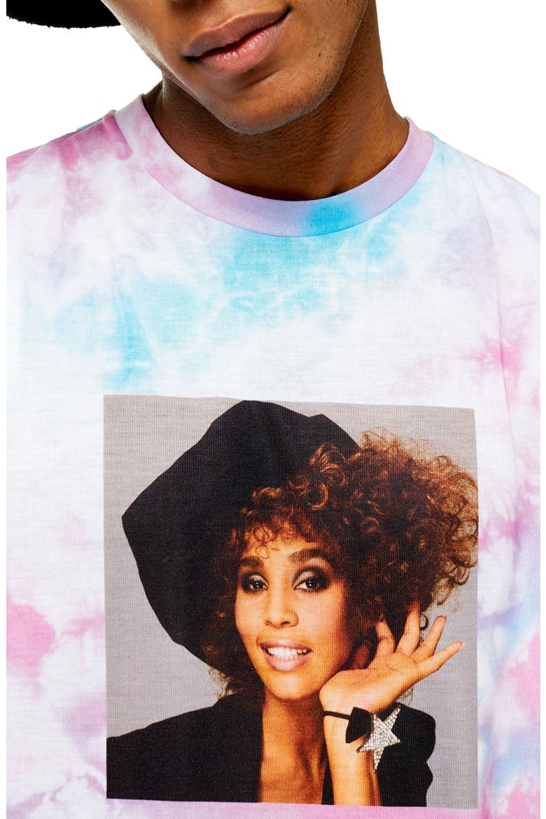 Whitney Houston Tie Dye Sleeveless T-Shirt, Alternate, color, WHITE MULTI