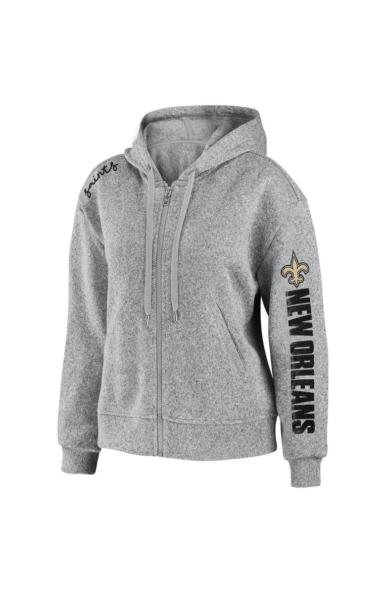 WEAR by Erin Andrews Women's WEAR by Erin Andrews Heathered Gray New Orleans Saints Full-Zip Hoodie, Alternate, color, Heather Gray