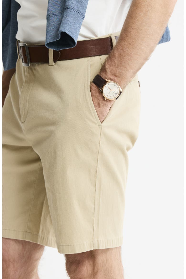 Cotton & Silk Blend Stretch Shorts, Alternate, color, KHAKI