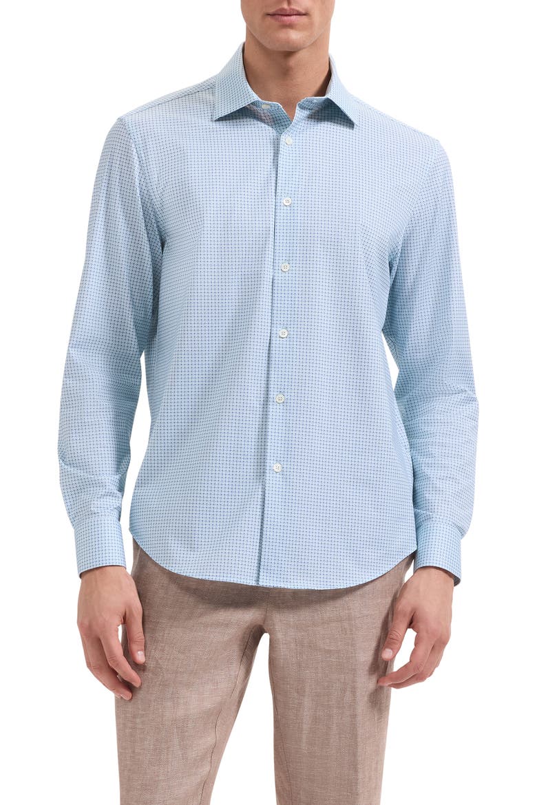 James OoohCotton® Geo Print Button-Up Shirt, Main, color, SEAFOAM