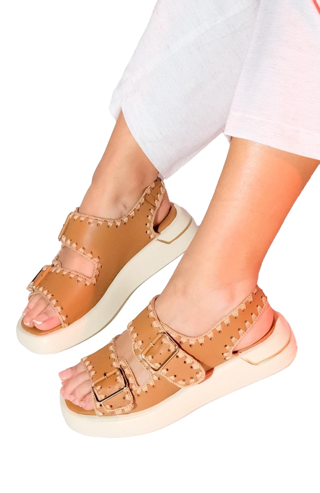 Douro Braided Rope Strap Leather Sandal, Alternate, color, Cognac Brown Leather