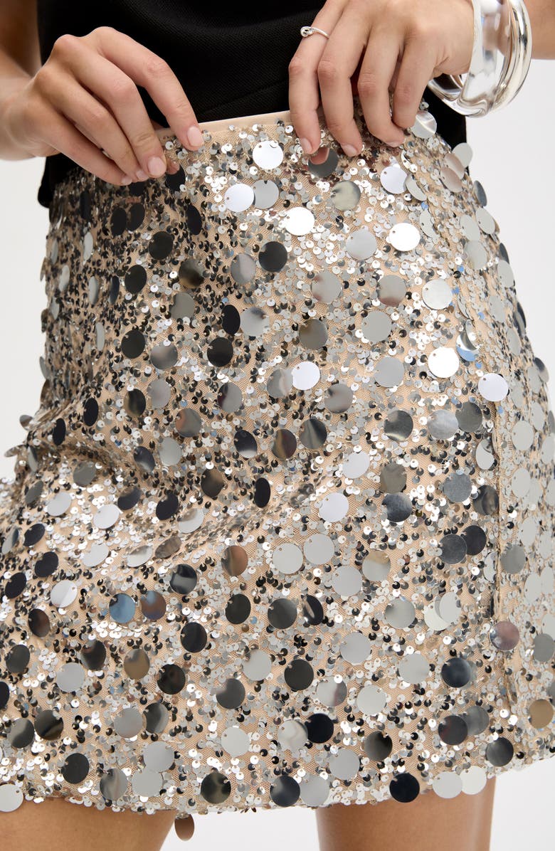 Sam Edelman Paillette Miniskirt, Alternate, color, Blush Silver