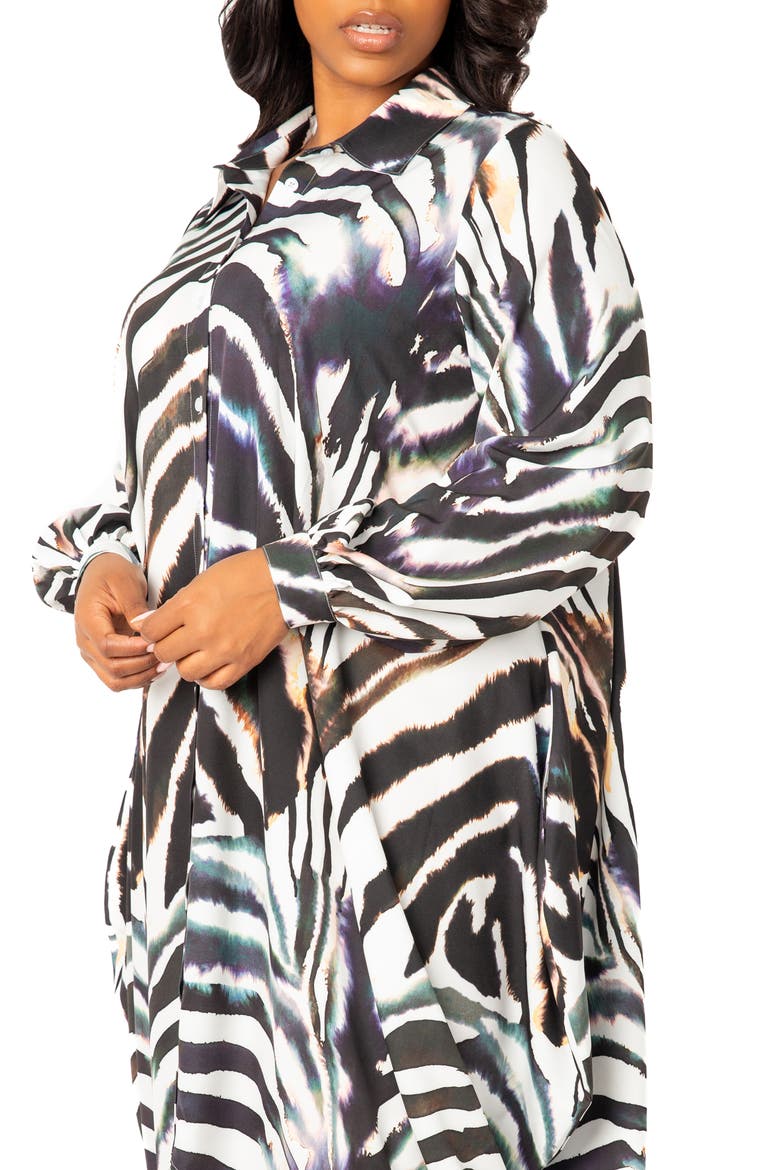 Drape Maxi Shirtdress, Alternate, color, WHITE MULTI