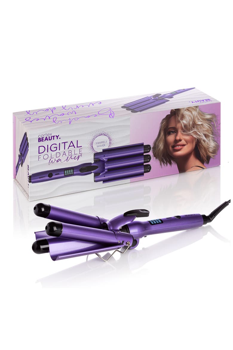 Digital Wave Maker - 1-Inch Foldable Three-Barrel Waver, Main, color, PURPLE