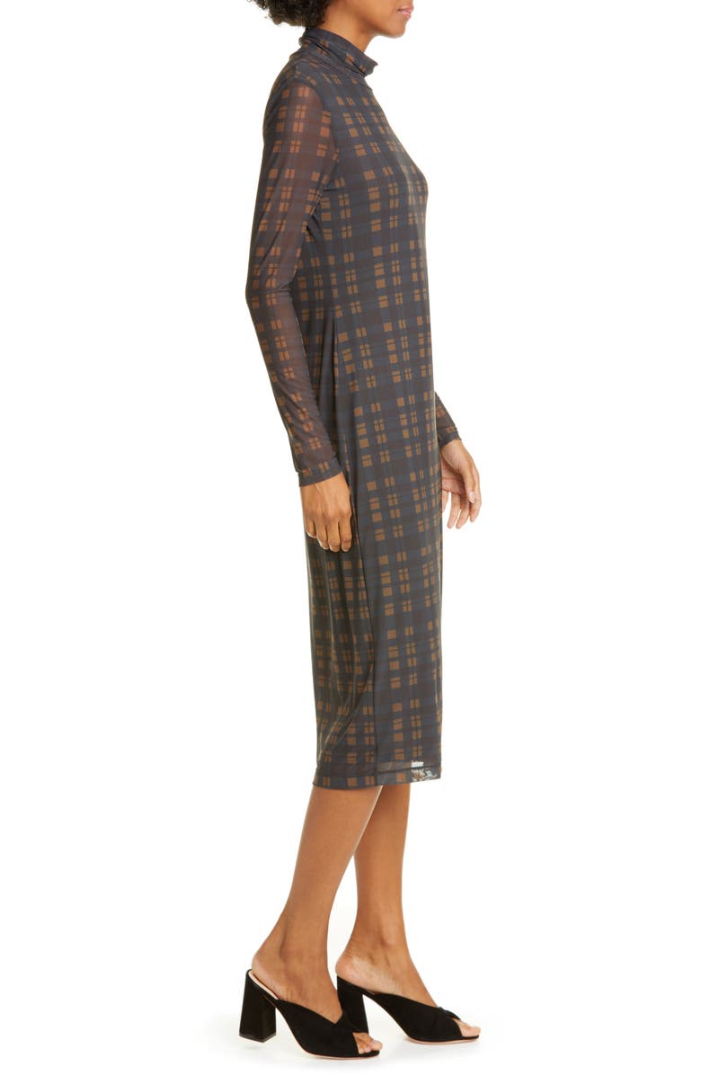 STAUD Priscilla Plaid Long Sleeve Midi Dress, Alternate, color, 