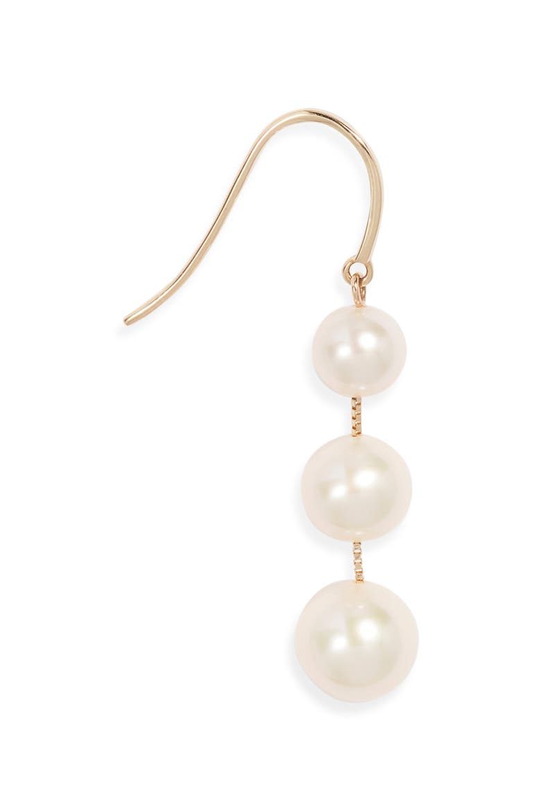 Freshwater Pearl Triple Drop Earrings, Alternate, color, WHITE- 14K YELLOW GOLD