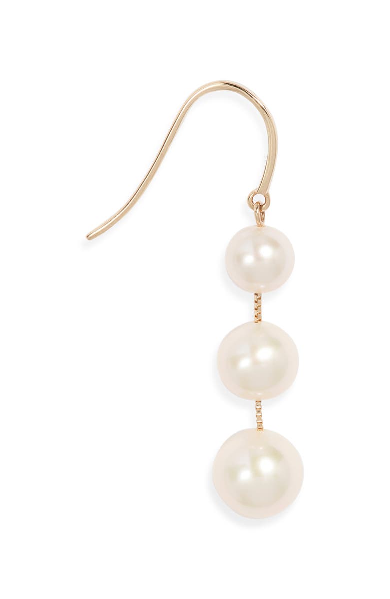 Nordstrom Freshwater Pearl Triple Drop Earrings, Alternate, color, White- 14K Yellow Gold
