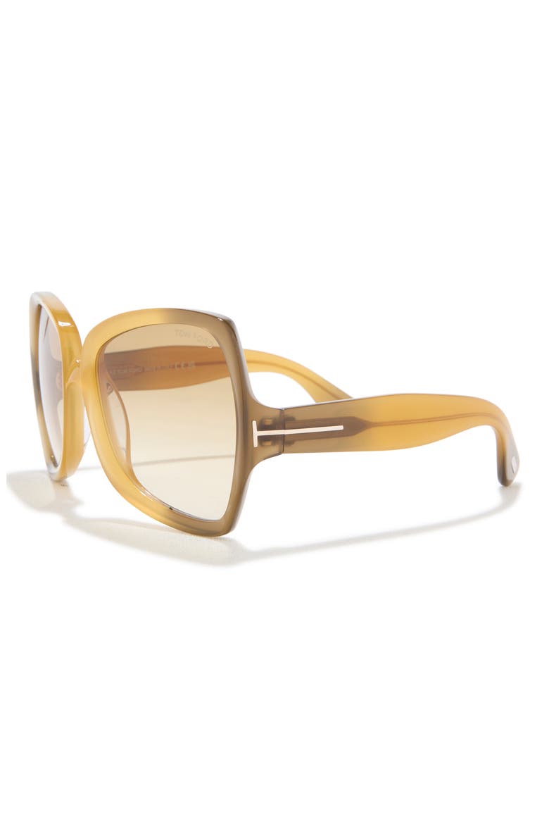 60mm Gradient Butterfly Sunglasses, Alternate, color, YELLOW / GRADIENT BROWN