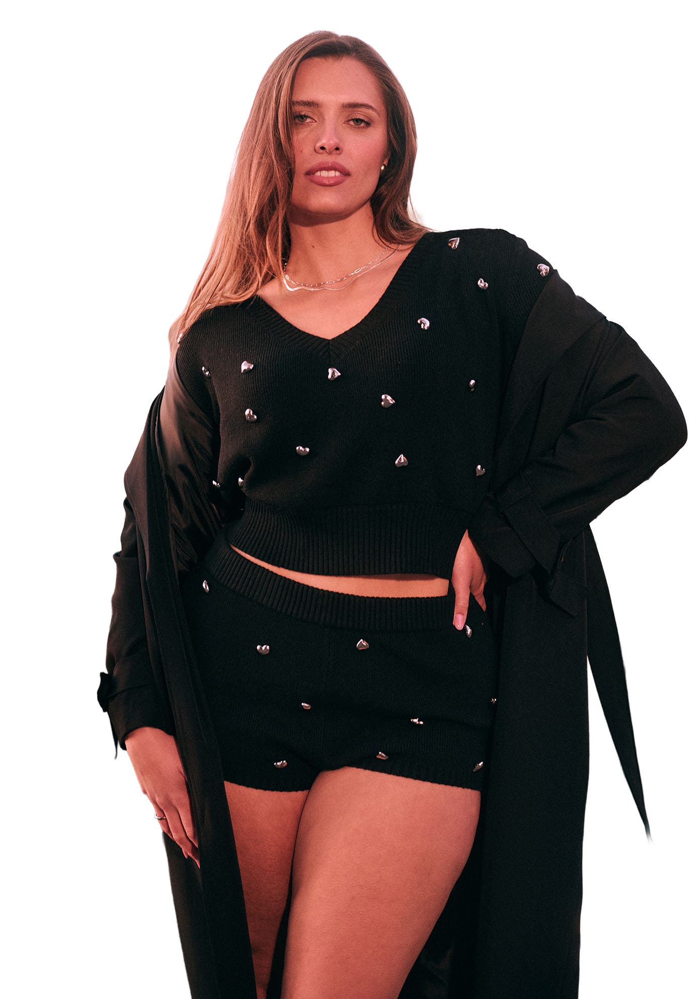 Heart Stud Sweater Hot Short