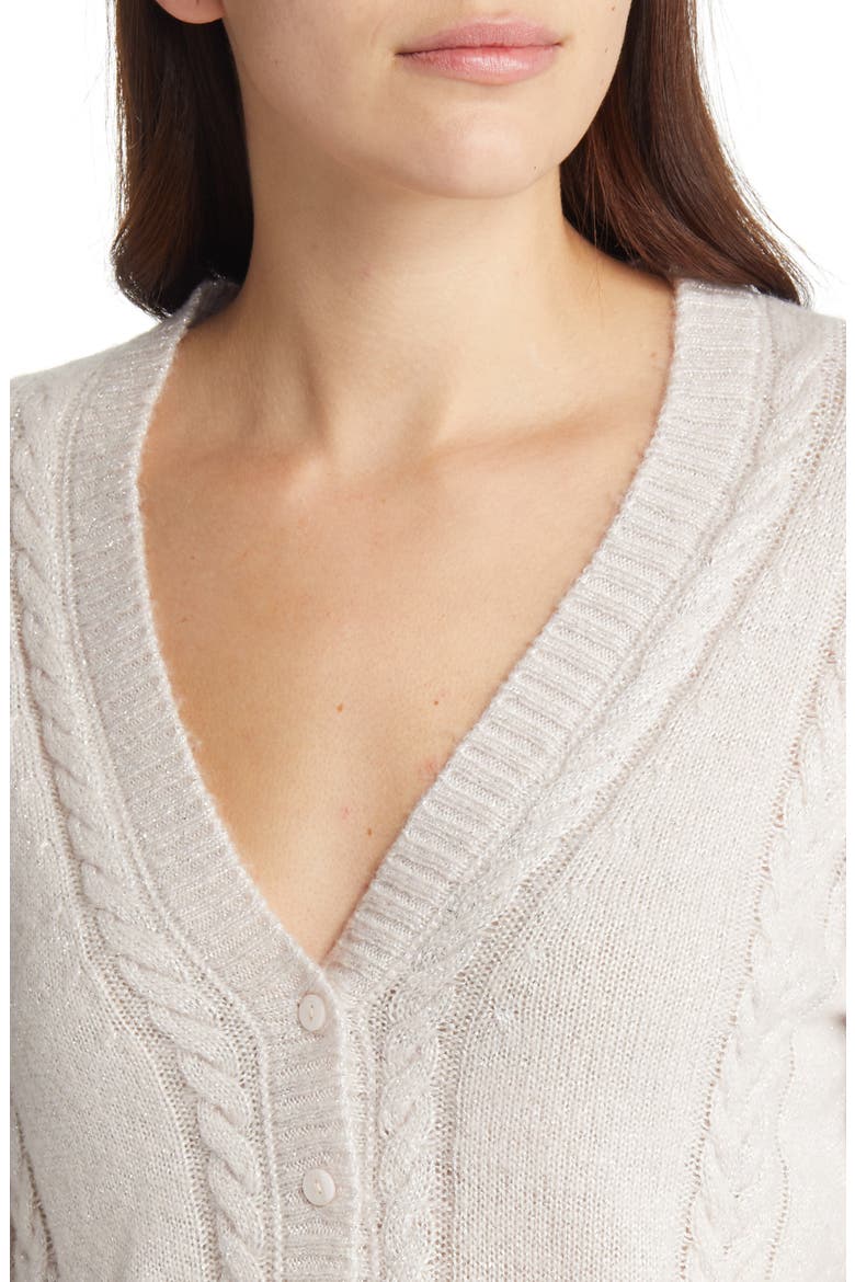 Sofie Cable Stitch Cardigan, Alternate, color, PASTEL PINK/ SILVER