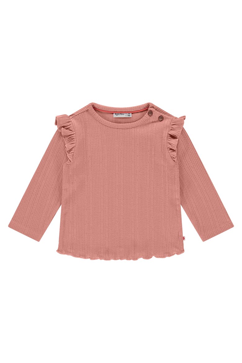 Pointelle Long Sleeve Shirt, Main, color, Rouge