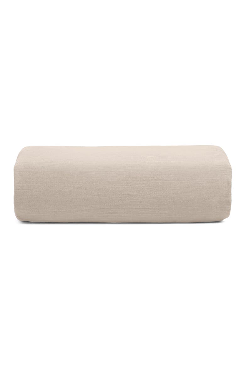 Calm Crinkled Cotton Gauze Fitted Sheet, Main, color, MORNING FOG
