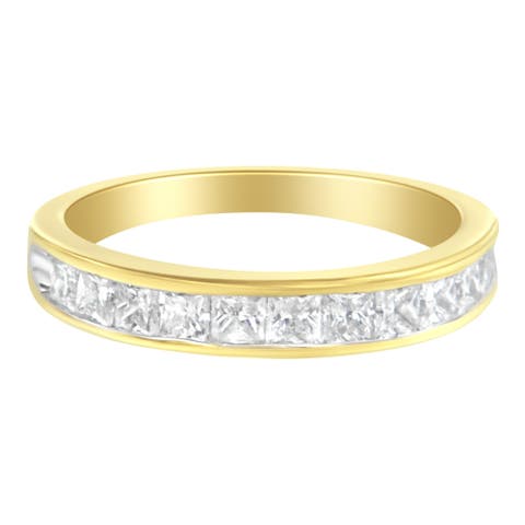 Women's 18K Yellow Gold 1 cttw Princess Cut Diamond Band Ring
