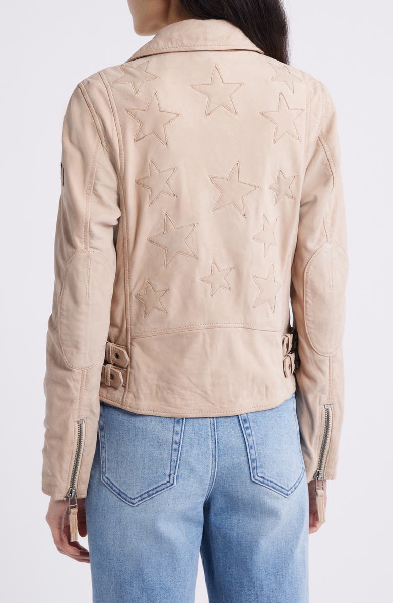 MAURITIUS Misty Star Back Detail Leather Moto Jacket, Alternate, color, 
