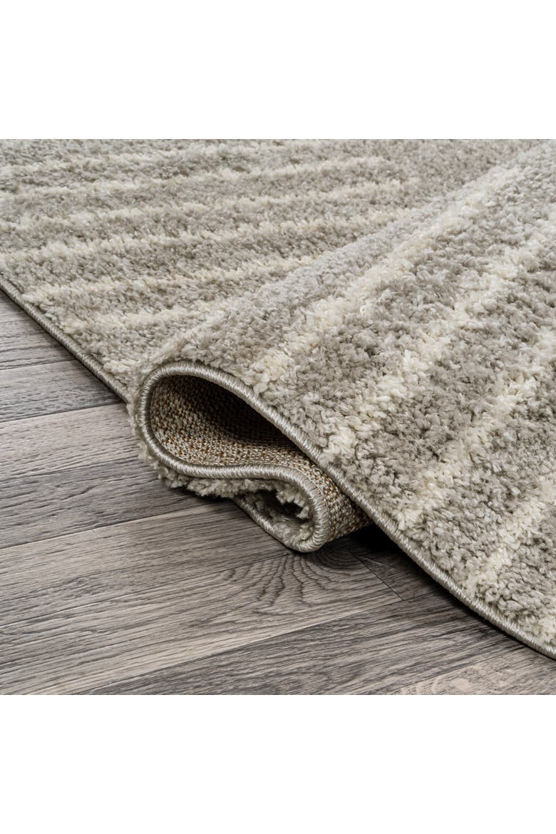 Petra Abstract Stripe Geometric Shag Area Rug, Alternate, color, Gray/Ivory