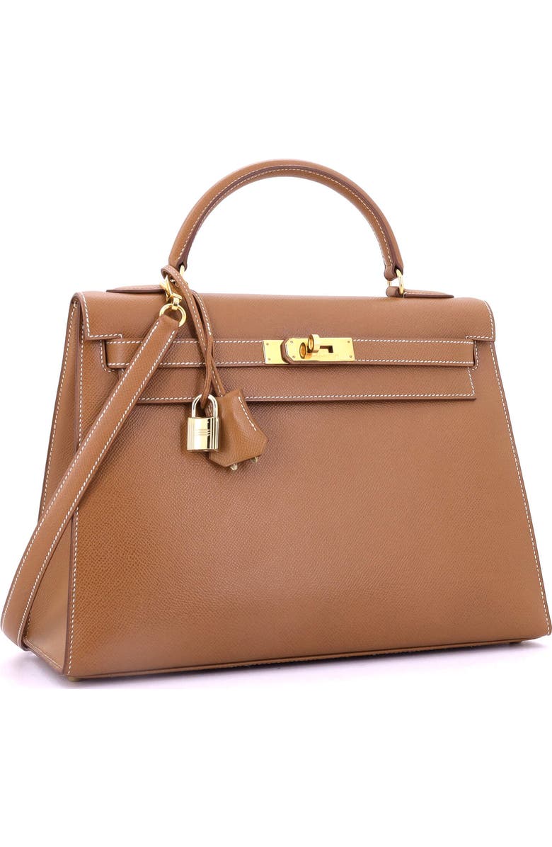Pre-Owned Hermes Kelly Handbag Brown Courchevel with Gold Hardware 32, Alternate, color,