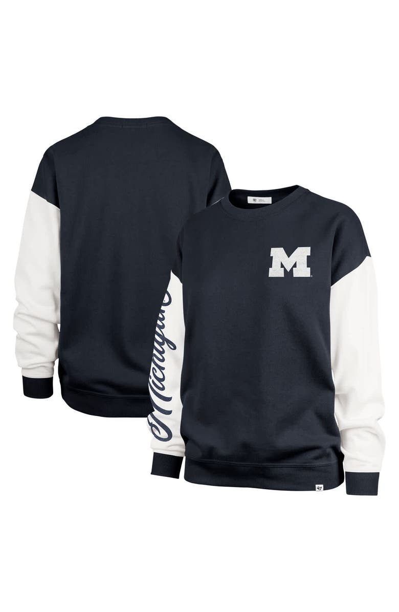 '47 Women's '47 Navy Michigan Wolverines Double Header Rise Andie Pullover Sweatshirt, Main, color, Navy