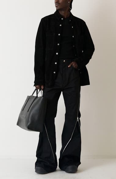 Rick Owens Suede Snap-Up Overshirt | Nordstrom