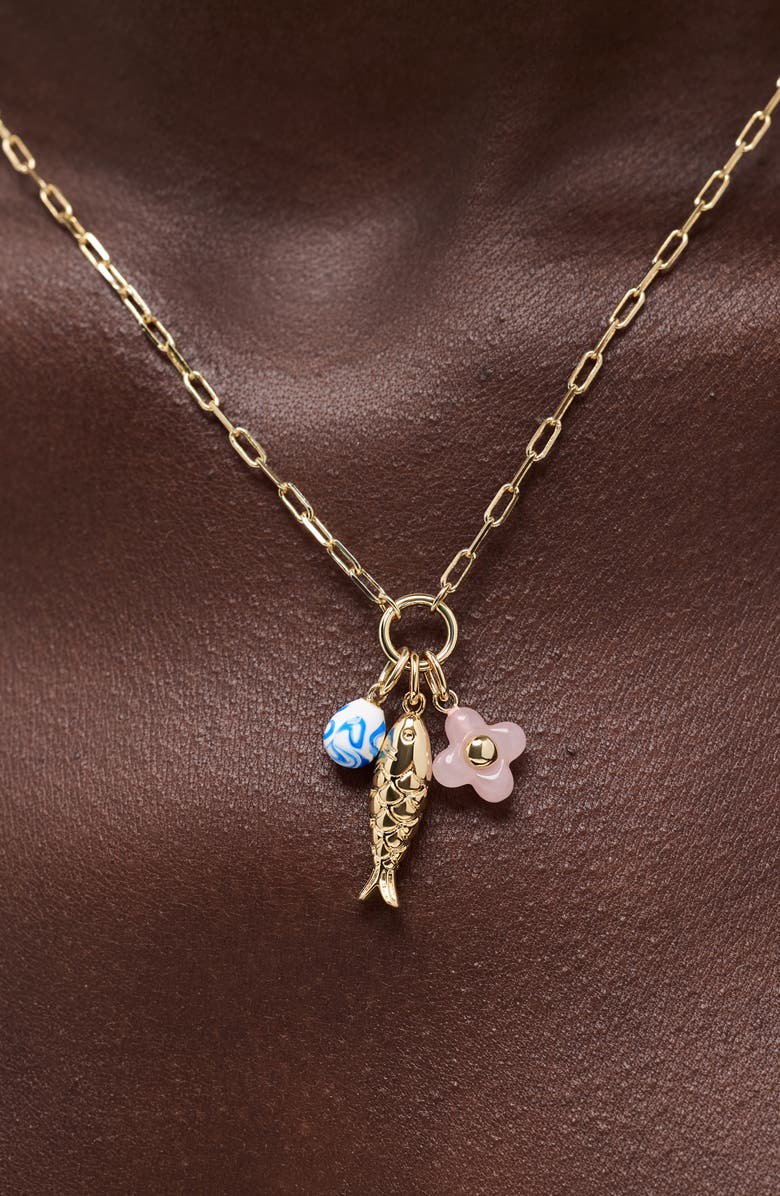 Ana Luisa Floral Charm Necklace, Alternate, color, Gold