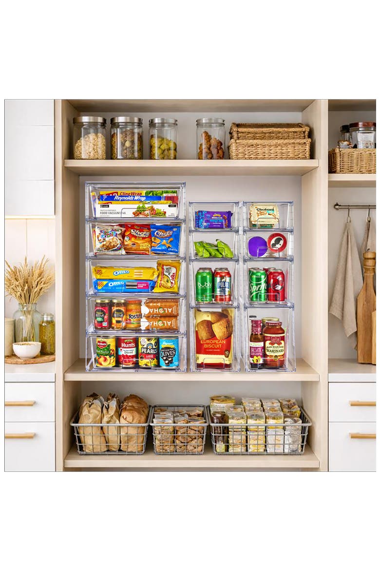 6-Piece Stackable Clear Storage Drawer Set, Alternate, color, NO COLOR