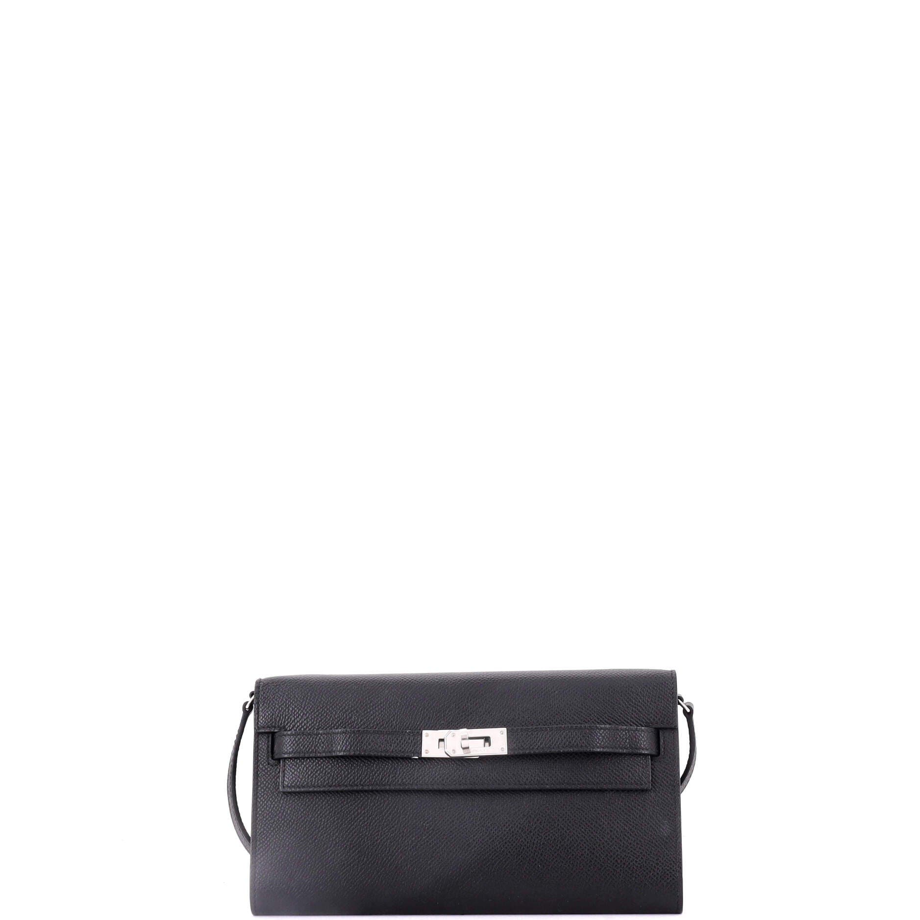 Pre-owned Hermes  Hermes Kelly To Go Wallet Epsom In Black
