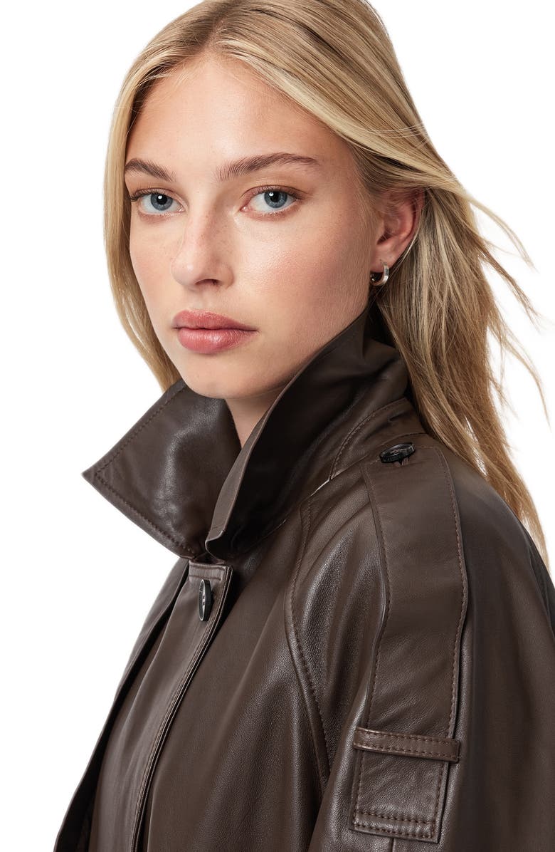 AllSaints Reed Leather Trench Jacket, Alternate, color, Bitter Brown