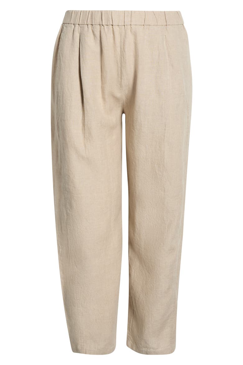 Pleated Organic Linen Ankle Lantern Pants, Alternate, color, UNDYED NATURAL