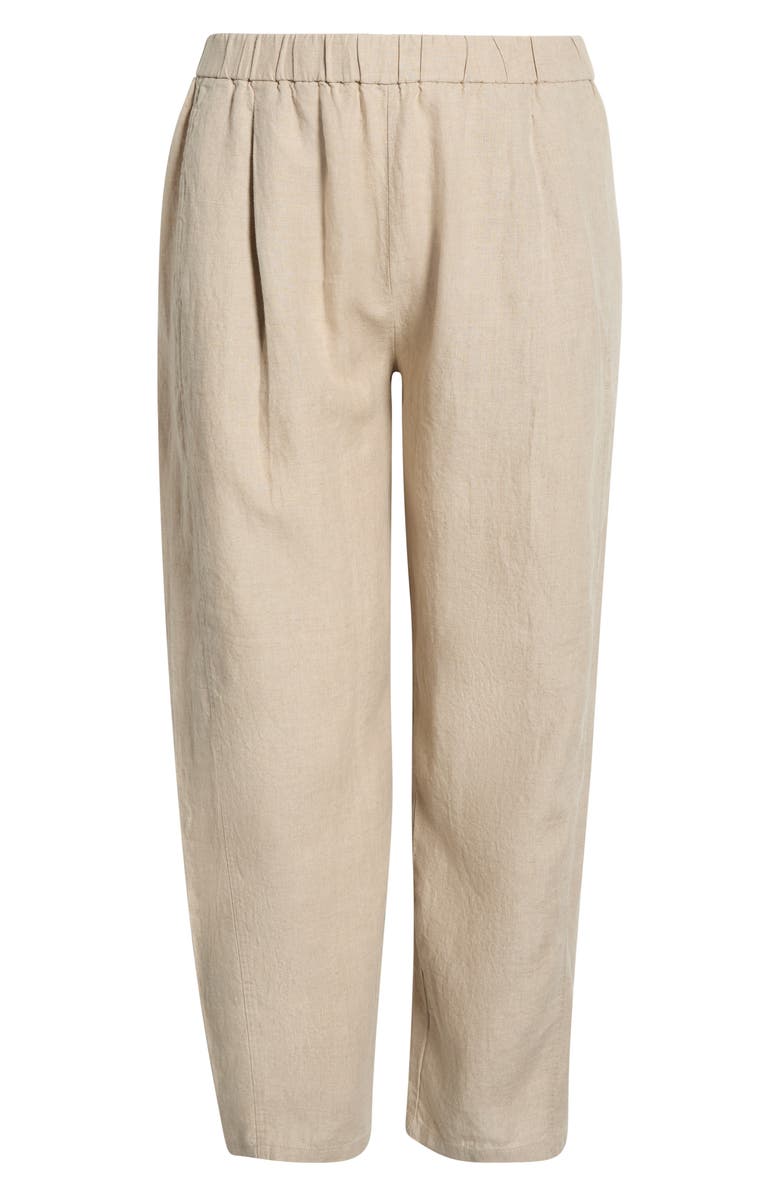 Eileen Fisher Pleated Organic Linen Ankle Lantern Pants, Alternate, color, Undyed Natural