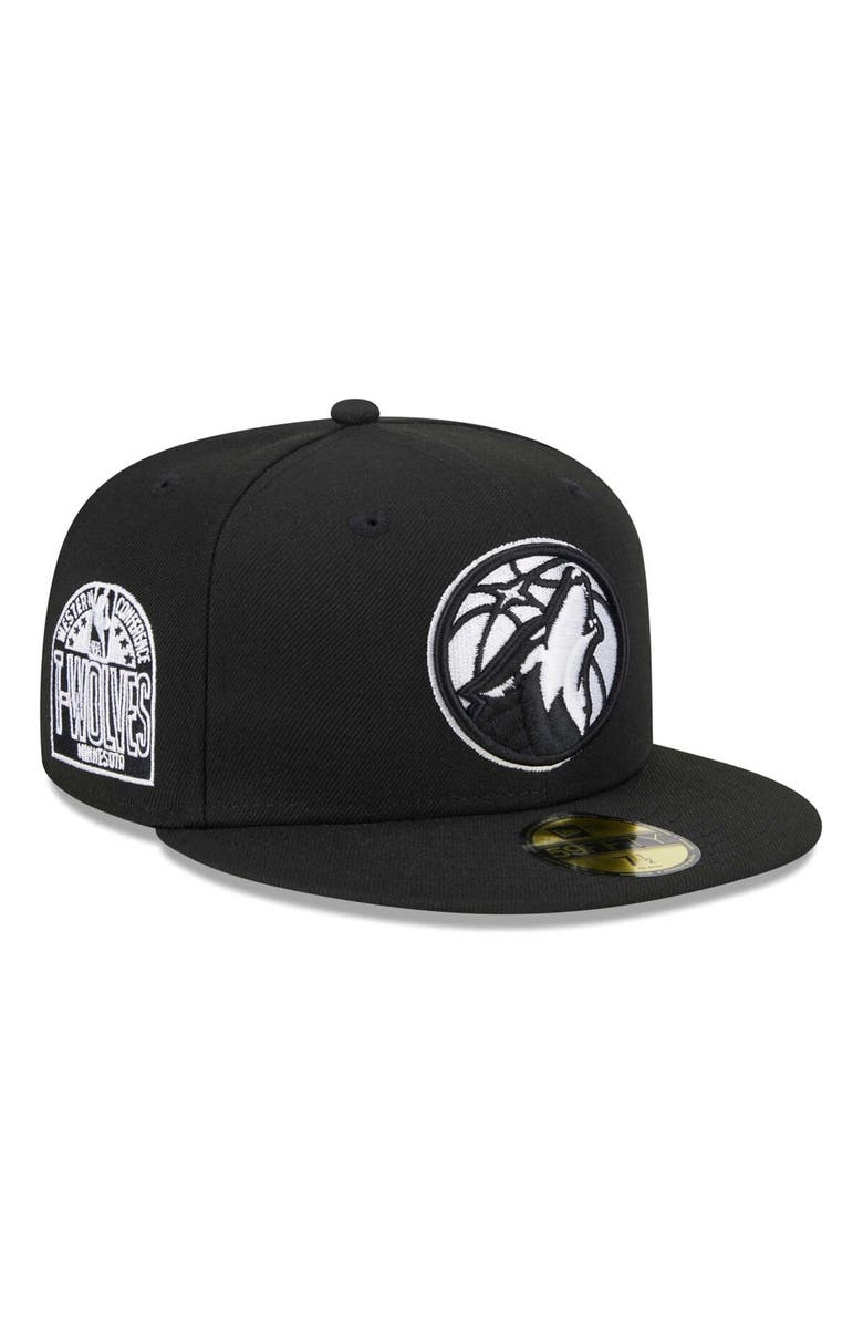 New Era Men's New Era Black Minnesota Timberwolves Evergreen 59FIFTY Fitted Hat, Main, color, 