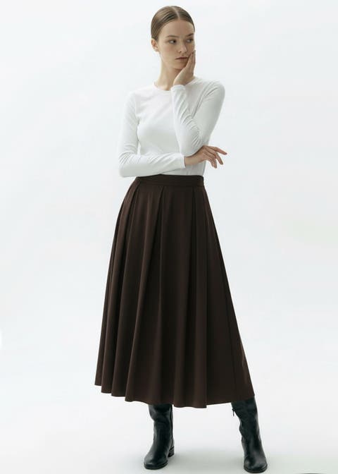 Jakayla Chic Pleated Midi Skirt