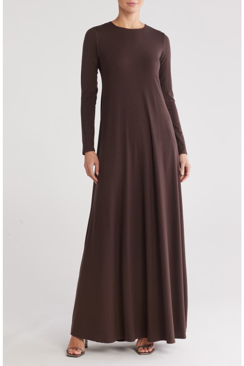 Long Sleeve Maxi Dress, Main, color, MOLE BROWN