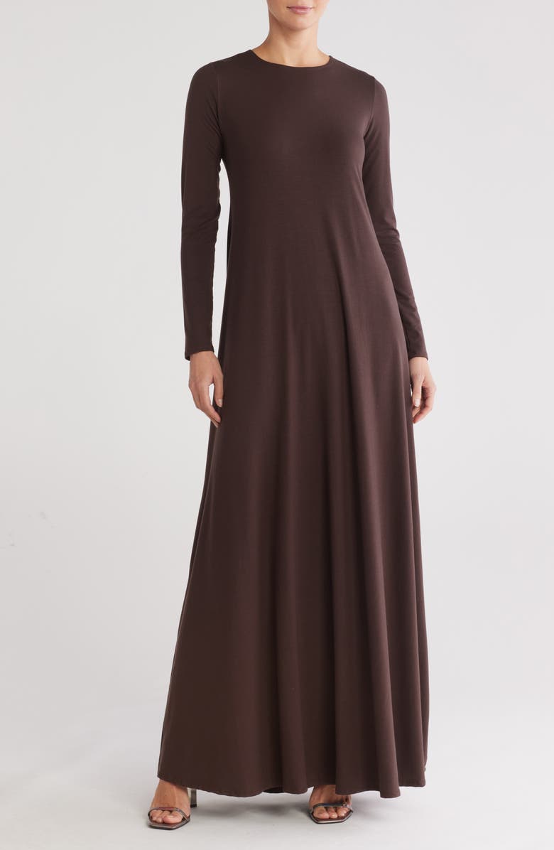 GO COUTURE Long Sleeve Maxi Dress, Main, color, Mole Brown