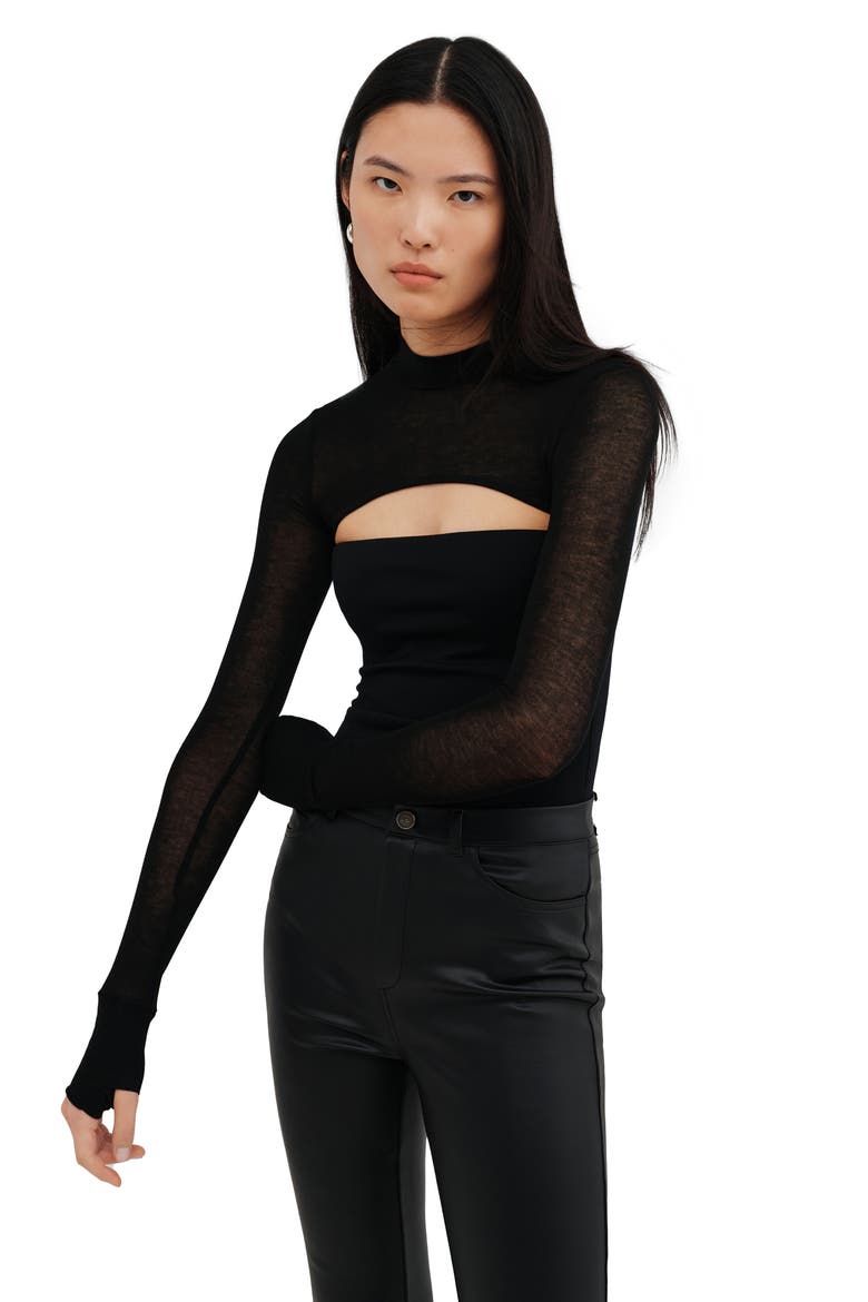 Graham Long Sleeve Bolero Top, Alternate, color, BLACK