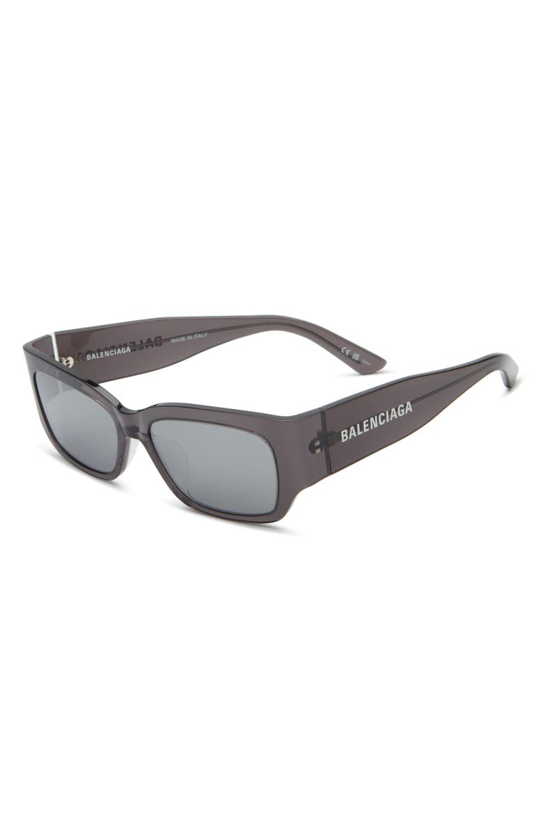 Balenciaga Rectangular Sunglasses, Alternate, color, Black Transparent/ Grey