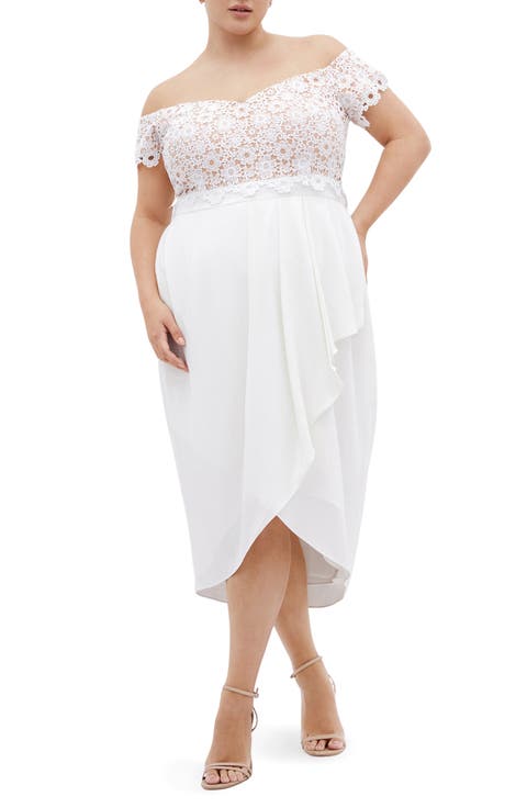 Lace Glamour Empire Waist Midi Dress (Plus)