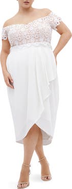 City Chic Lace Glamour Empire Waist Midi Dress