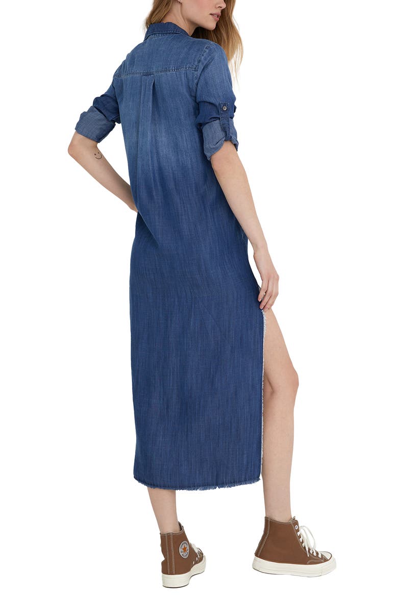 Denim Shirtdress, Alternate, color, DARK OMBRE WASH