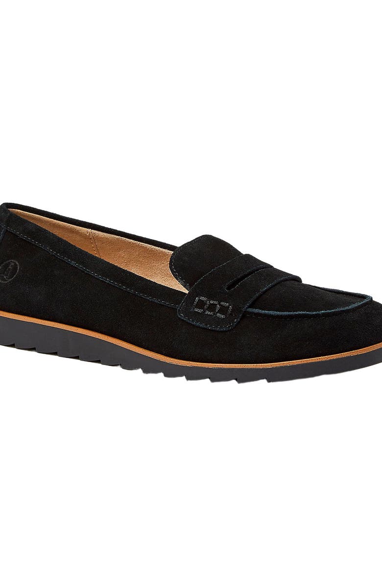 Lands' End Comfort Lug Sole Suede Loafers, Main, color, Black