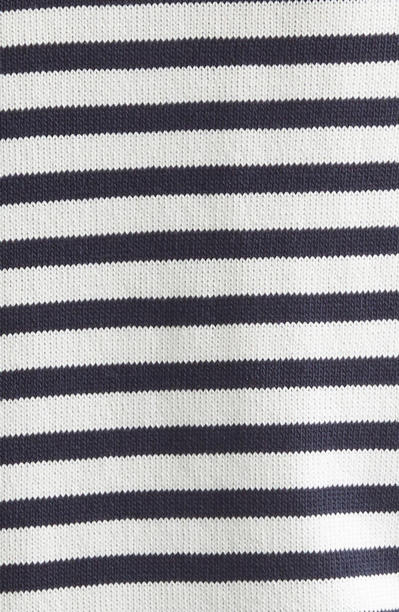 Lafayette 148 New York Stripe Cotton & Silk Zip Cardigan, Alternate, color, Cloud/ Ink