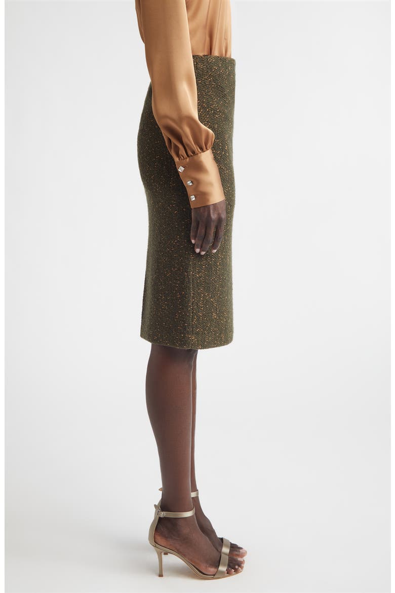 Donegal Cotton & Wool Blend Knit Pencil Skirt, Alternate, color, OLIVE TWEED MULTI