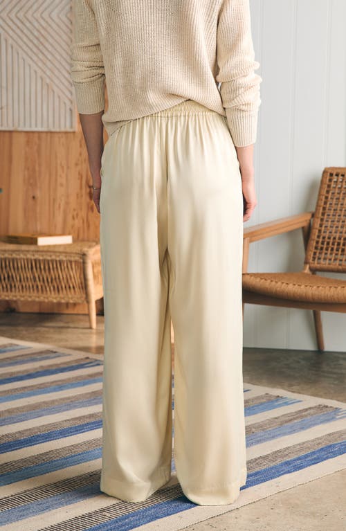 Faherty Gemma Wide Leg Silk Pants In Pearled Ivory