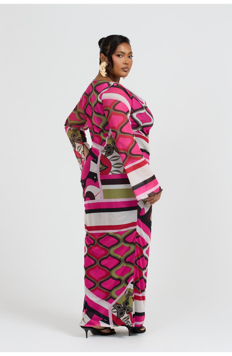 FASHION-SZN CURVE Bold Abstract Print Maxi Dress, Alternate, color, Pink