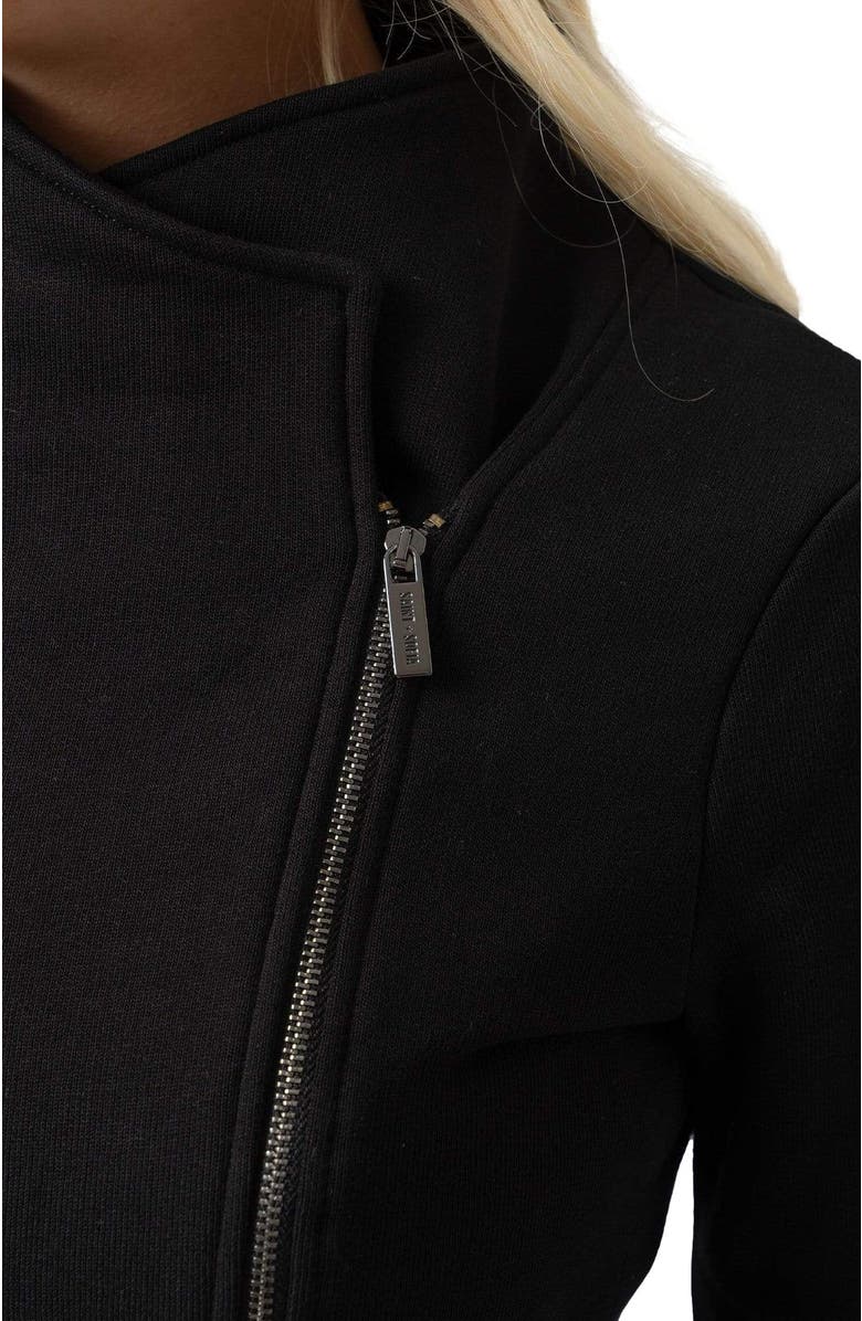 Saint + Sofia Cotton Biker Jacket, Alternate, color, Black