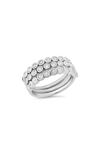 Hmy Jewelry Simulated Diamond Band Ring In Silver