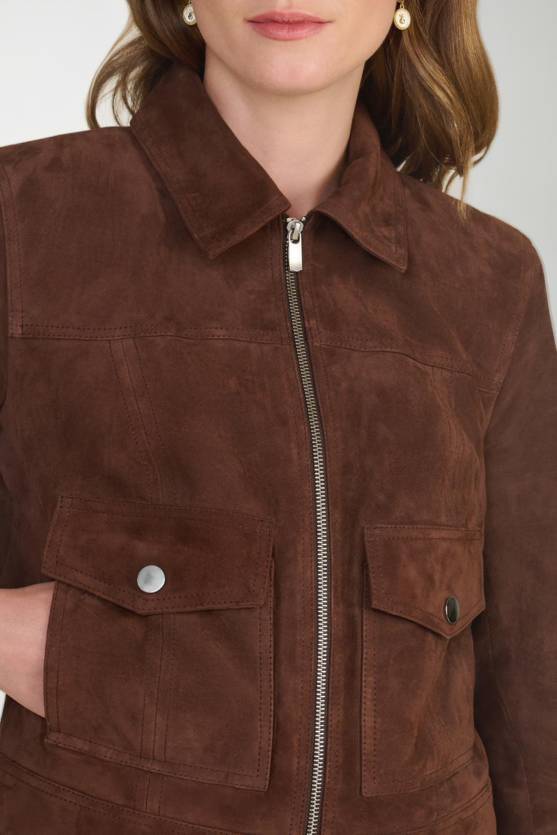Isabella Suede Jacket, Alternate, color, Chestnut